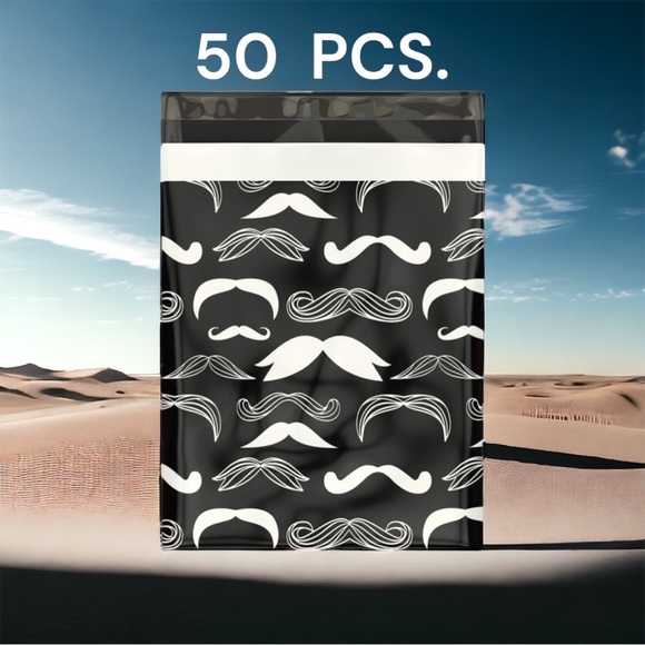 50 10X13 Poly Mailers, Stylish Mustaches, Shipping Envelopes, PRICE IS FIRM - Picture 2 of 3